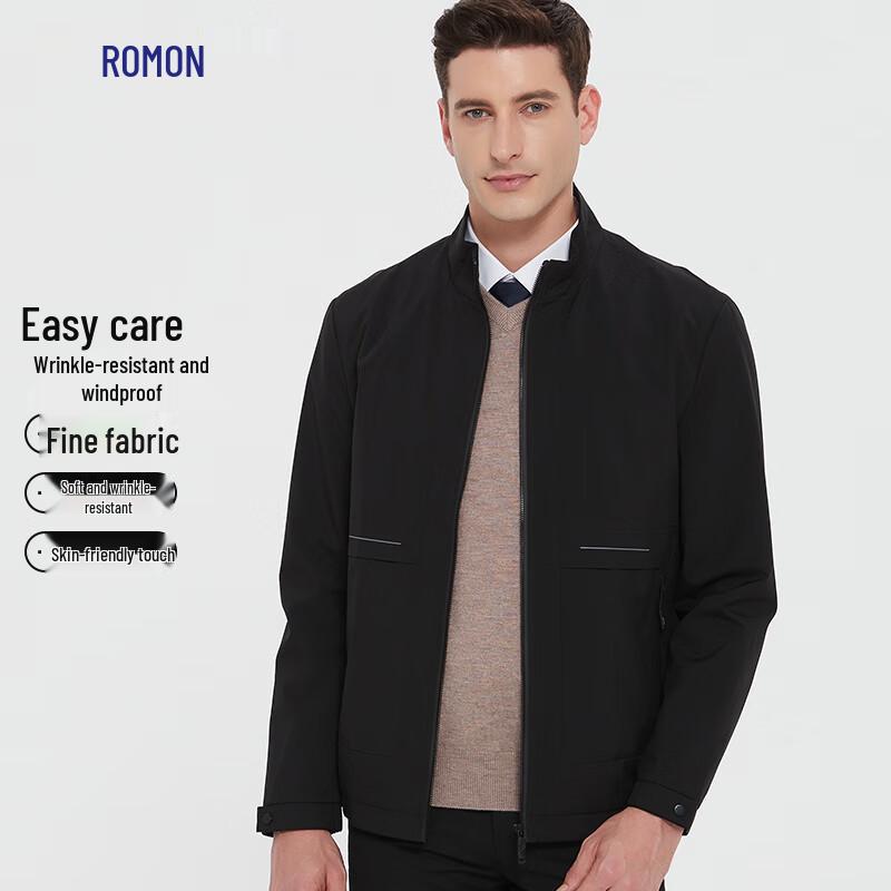 Romax Men's Anti-Wrinkle Windproof Stand Collar Jacket