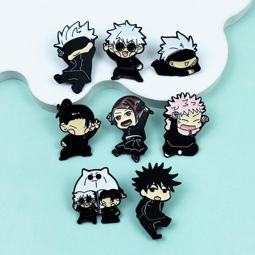 Jujutsu Kaisen Character Badge - Cute Anime Brooch Ornament for Hat/Clothing.