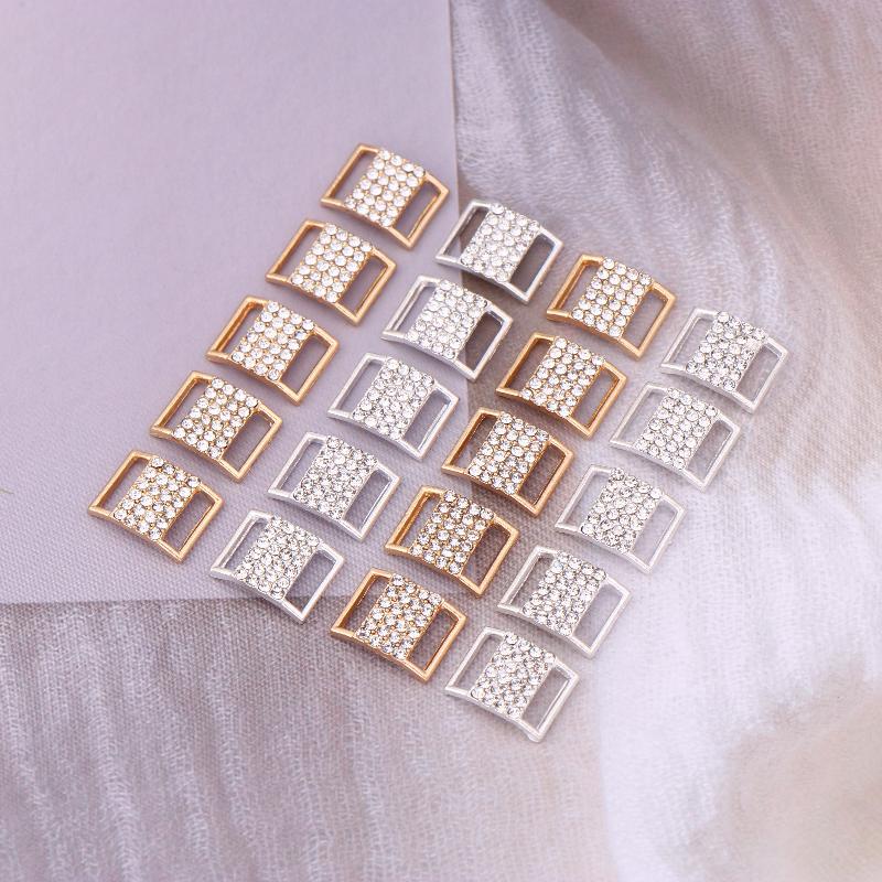 10 Peças 10*15MM Fivela Conector de Bikini com Strass Corrente de Liga Acessórios Decorativos de Strass para Roupa de Banho Joias DIY