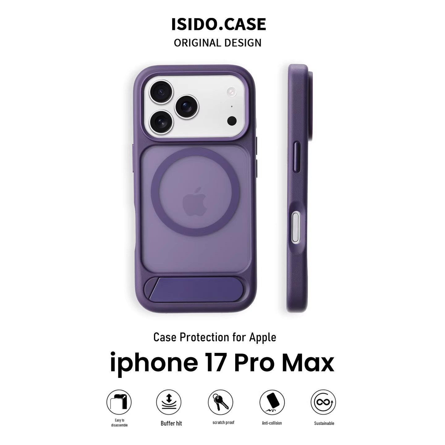 

Apple 17 Pro Max Matte Magnetic Stand Case & Apple 16 Hard Protective Case iPhone 15 Pro прозорий/фіолетовий