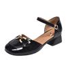 Fashion patent leather hollow sandals summer 2025 new Korean version women's shoes soft sole round head fashion shallow mouth single shoes women