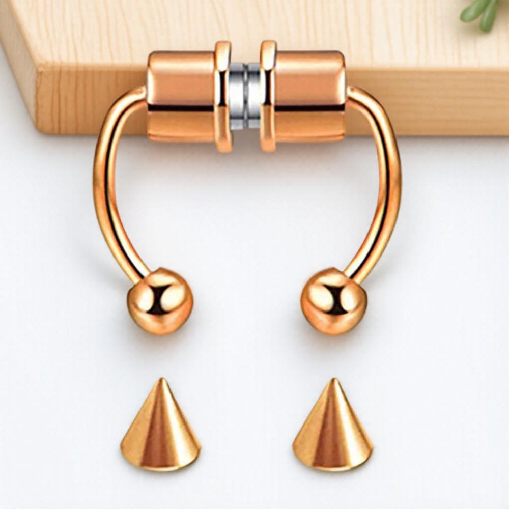 Magnetic Horseshoe Nose Rings Stainless Steel Faux Septum Fake Piercing Clip on Hoop Rings Gift for Women Girls