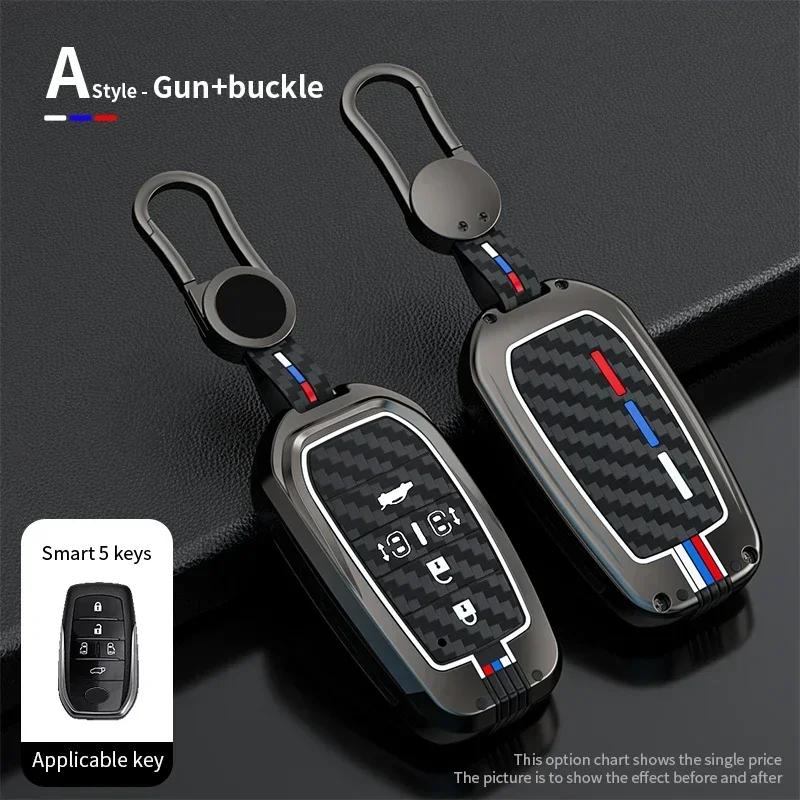 Alloy+Carbon Fider Car Key Case Holder Chain Toyota Alphard VELLFIRE 2012 PREVIA 2019 2020 2021 Car Interior Accessories