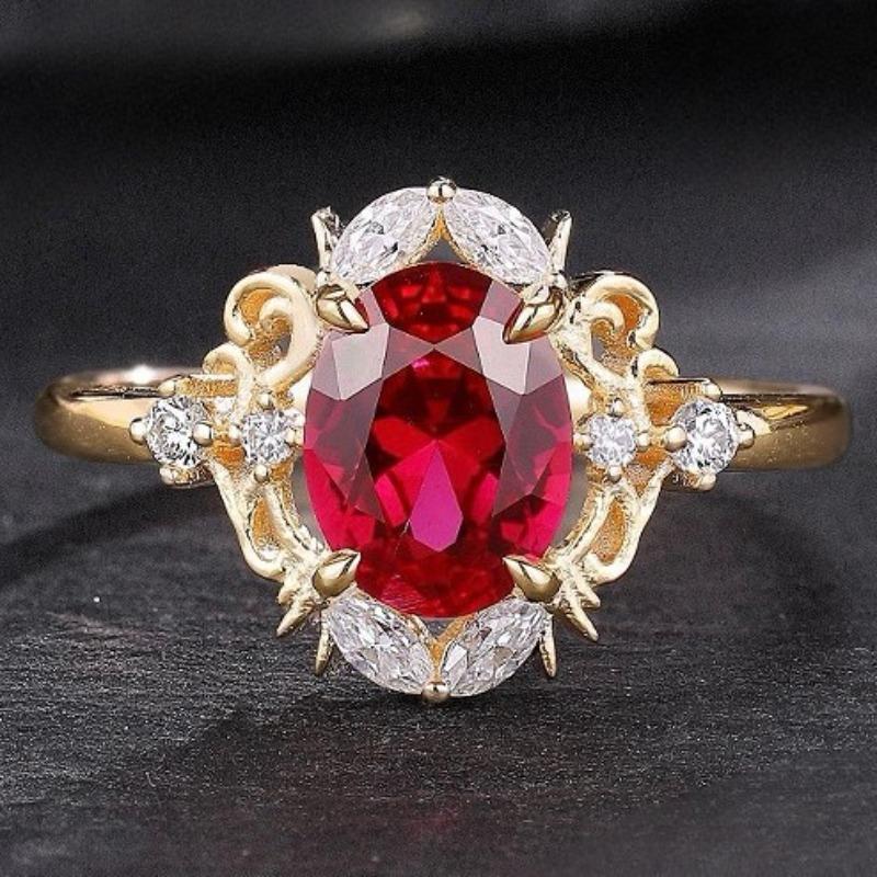 Popular pigeon blood ruby ring fashion accessory ins hot selling RUBBY RING 6 красный