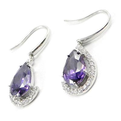 [I3722] - Silver Earrings 'Celestina' Silvery White Amethyst (rhodium-plated) - 18x11 Mm