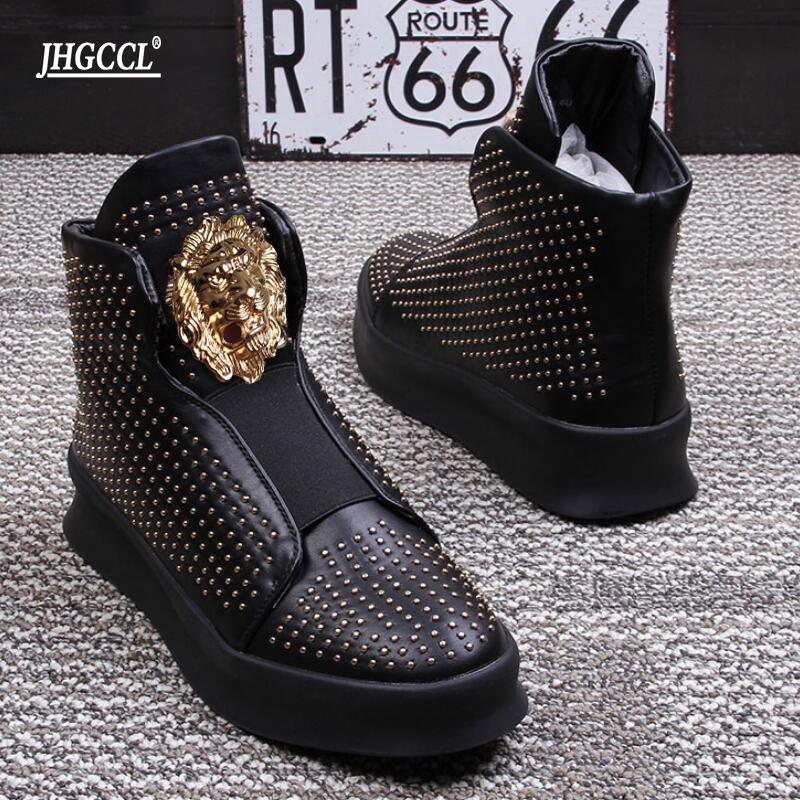 Módní značka designérské pánské boty Vysoce kvalitní silné kožené mokasíny s nízkými nýty ležérní plátěnky