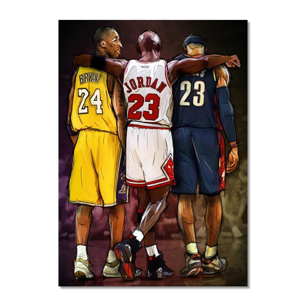 

Настенные росписи со знаменитостями баскетбола, постеры, фрески с данками, современный декор для дома, картины маслом, гравюры 21*30cm No Frame