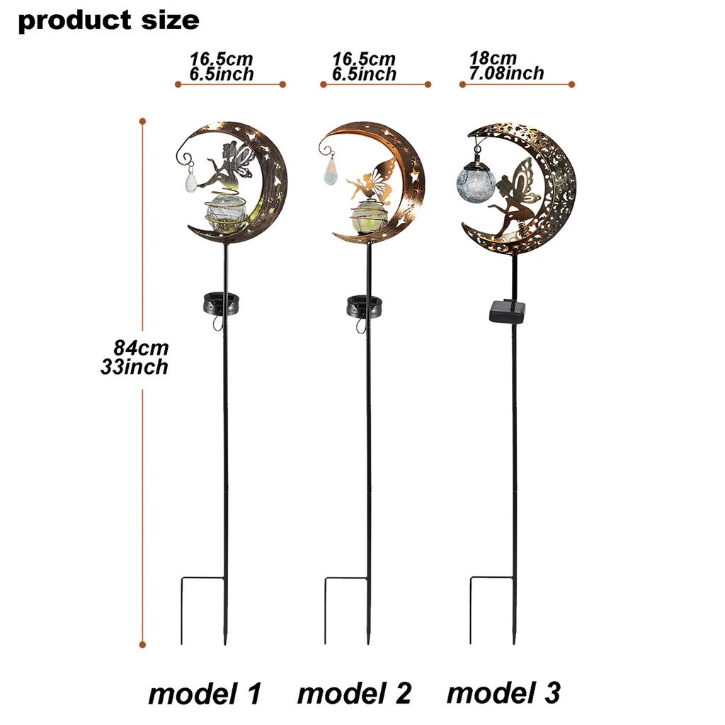 1 Pc Solar Outdoor Garden Lights The Moon and The Fairy Fairy Lights Waterproof Crackle Glass Globe Led Landscape Lighting
