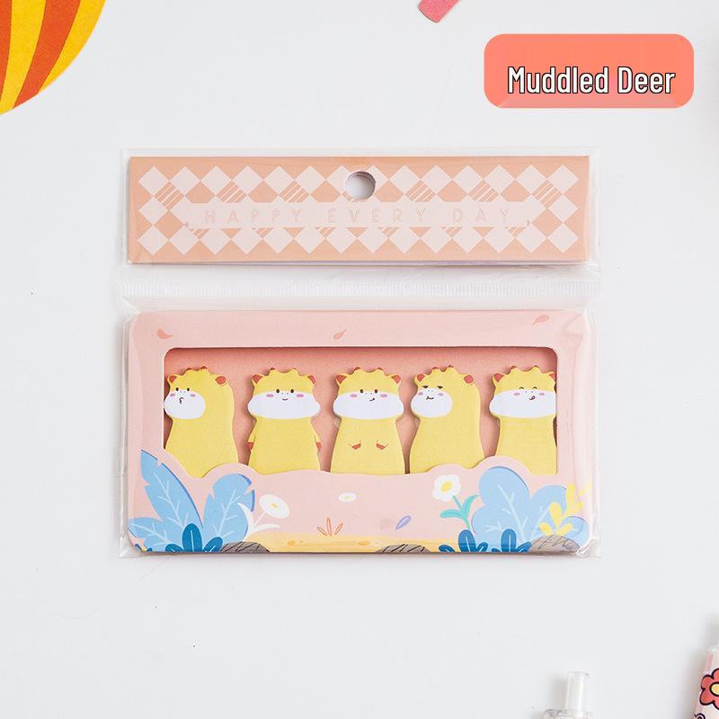 Cute Cartoon Animal Paradise Sticky Notes with Writable Index Tabs for Students