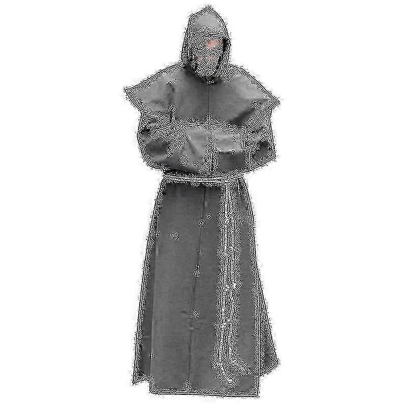 S-5xl Renaissance Monk Clergy Habit Scapular Friar Costume Religious Saint Gown Robe Men Priest Hood Cowl Halloween Outfit