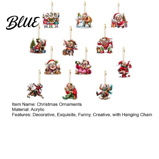 Durable Hanging Ornaments for Home 12Pcs Funny Old Women Christmas Tree Ornaments 2D Flat Acrylic Cartoon Grandma Pendants Holiday Decor with