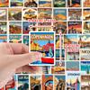 50Pcs European City Travel Stickers Famous Landmark Buildings Decals DIY Trolley Luggage Suitcase Refrigerator Car Sticker