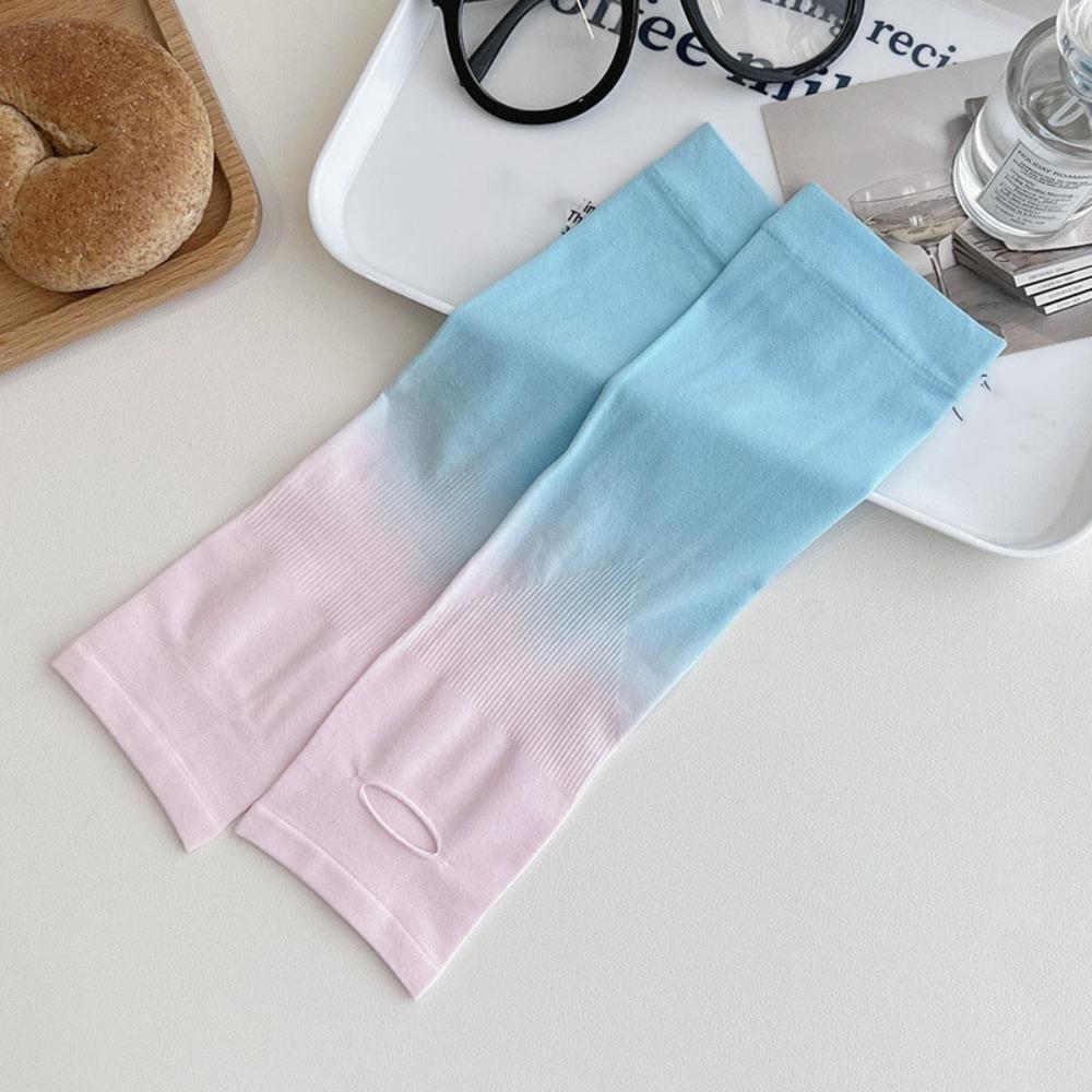 Spandex Gradient Color Sleeve Polyester Sun Protection Arm Cover Ice Silk Arm Sleeves  Kids