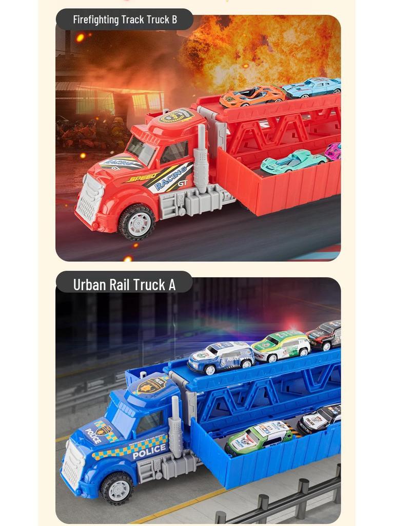 American Big Truck Sliding & Folding Deformation Racing Track Toy Set for Kids