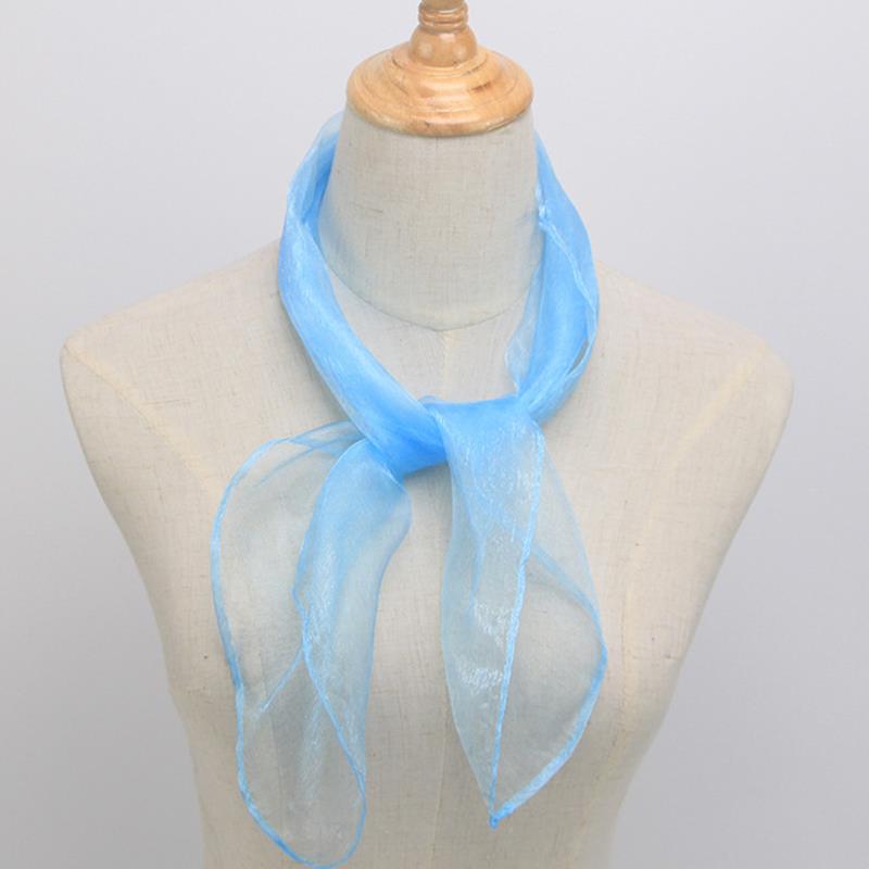 Free Shipping Silk Satin Hair Scarf Women Luxury Sunscreen Small Muffler Hijabs Head Neck Shawls Holiday Beach Vacation Scarves