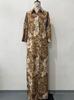 Ladies Floral Print Long Sleeve Maxi Dress Pleated Formal Party Dress
