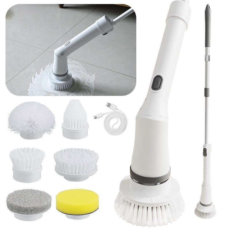 8 In 1 Household Cleaning Brush 2 Gears Cordless Spin Scrubber USB Charge Handheld Cleaning Brush for Bathroom Tub Wall Tiles Floor Kitchen