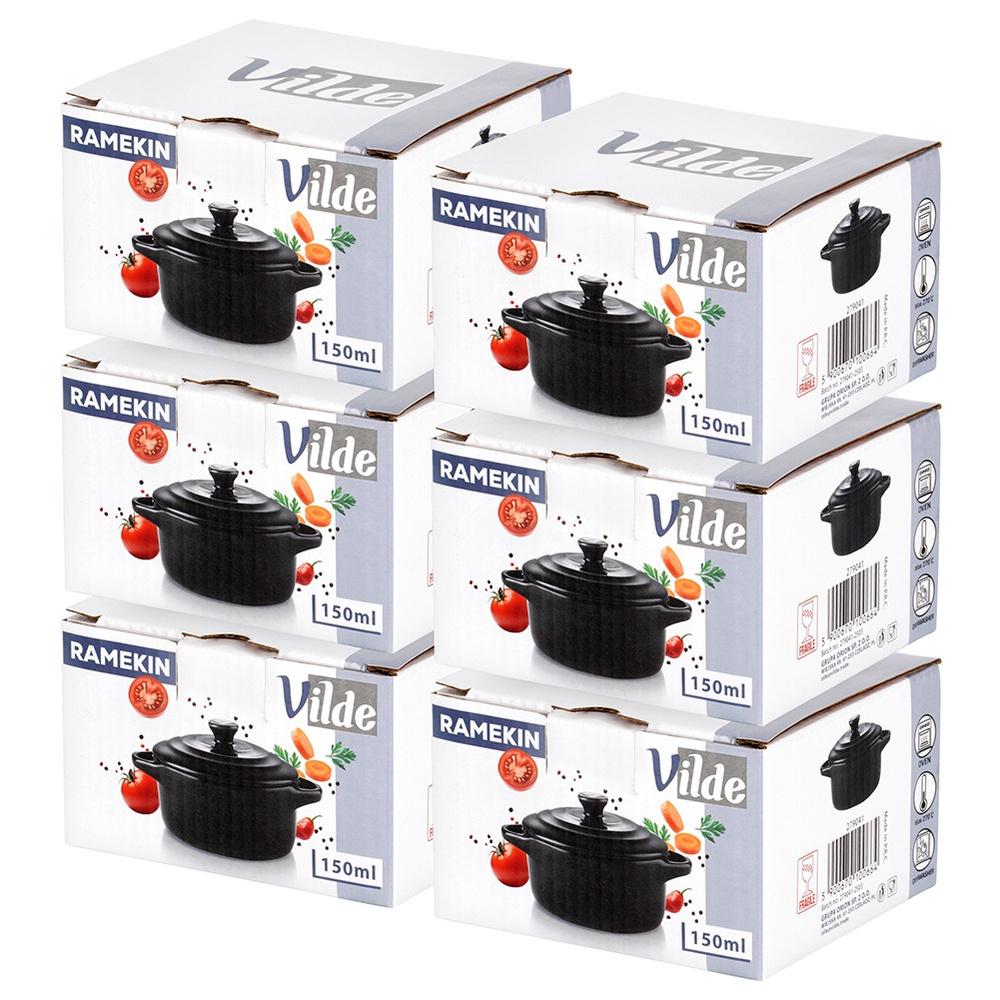 Porcelain Baking Bowls With Lid 150 Ml 6 Pcs.