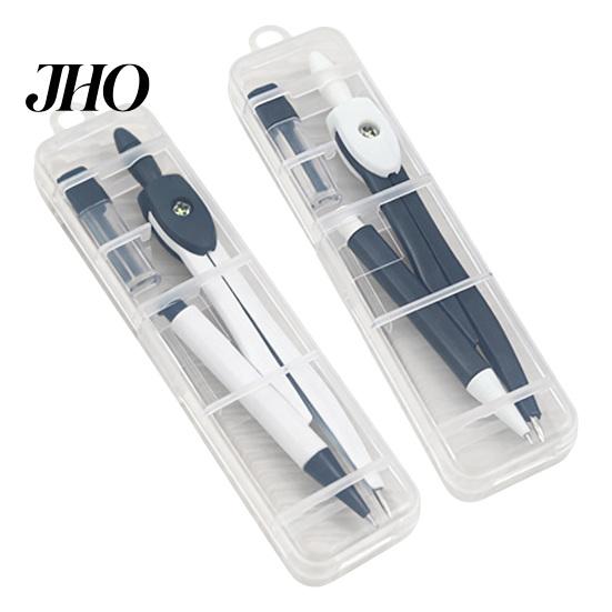 Office Drawing Tool 2-in-1 Metal Compass Set with Automatic Pencil Geometry for Smooth Circle Students Precise Portable Storage Box Math Art