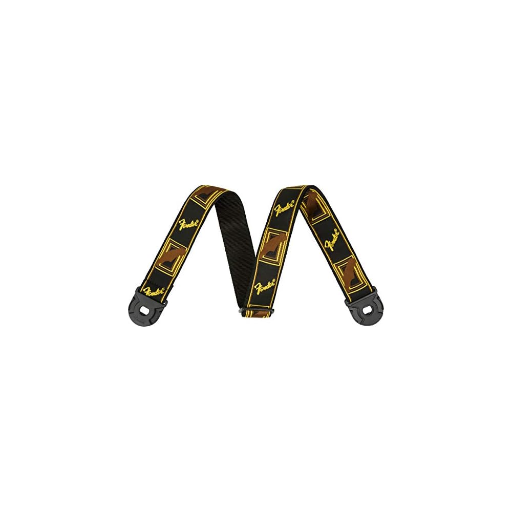 Fender Quick Grip Locking End Strap, Black, Yellow, and Brown, 2 990629001