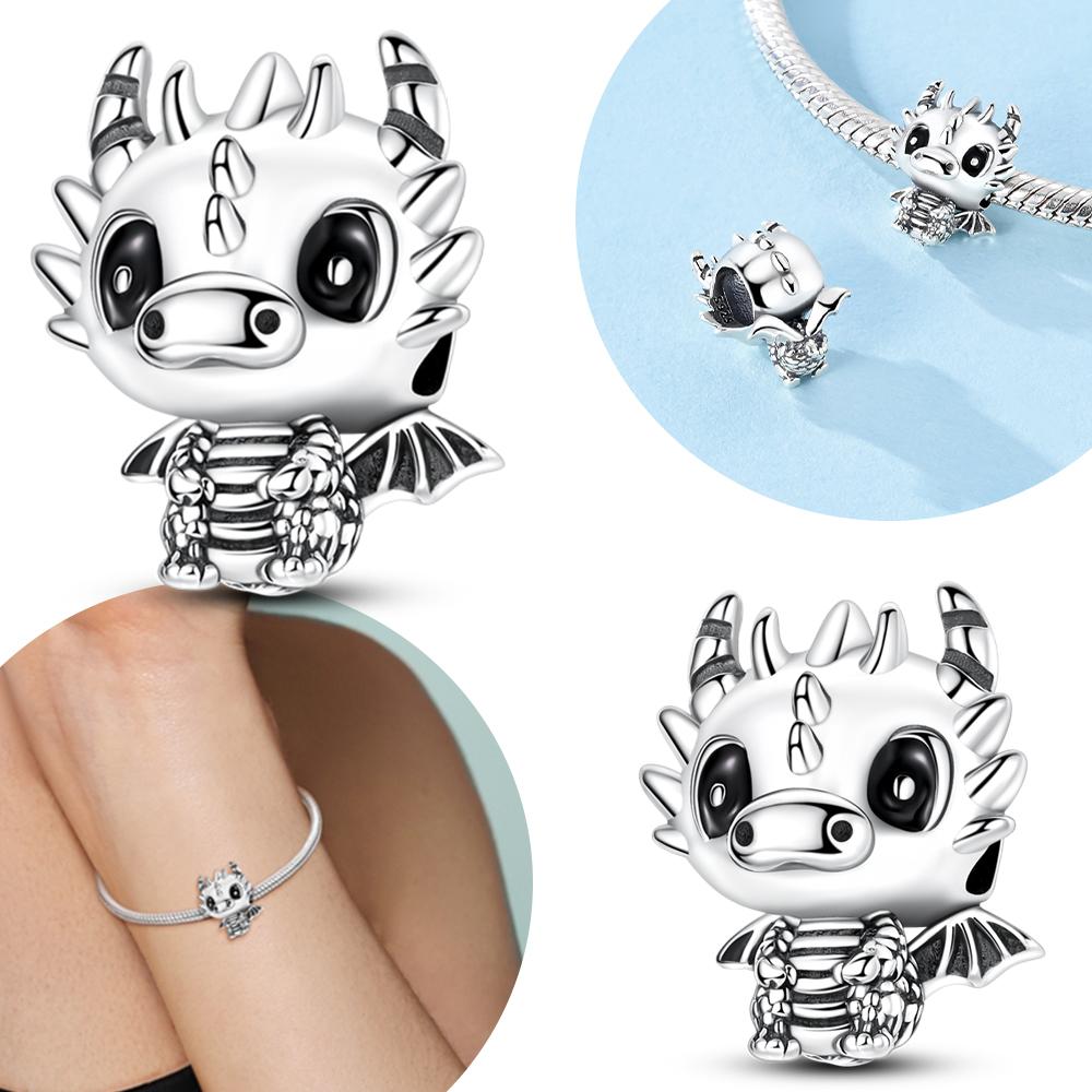 Little Flying Dragon Copper-Colored Wings Original Copper Beads Fit Bracelet Women Fine Children Gift Accessory Jewelry Diy