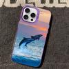 Ocean Animal Cute Dolphin Phone Case For iPhone 16 15 14 13 12 11 Pro Max X XR XSMAX 8 7 Plus Matte Shockproof Back Cover