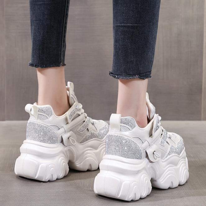 Fashion 10CM Air Mesh Microfiber Leather Vulcanize Platform Wedge Flats Comfy Summer Autumn Chunky Sneaker Hollow Women Sandals Shoes