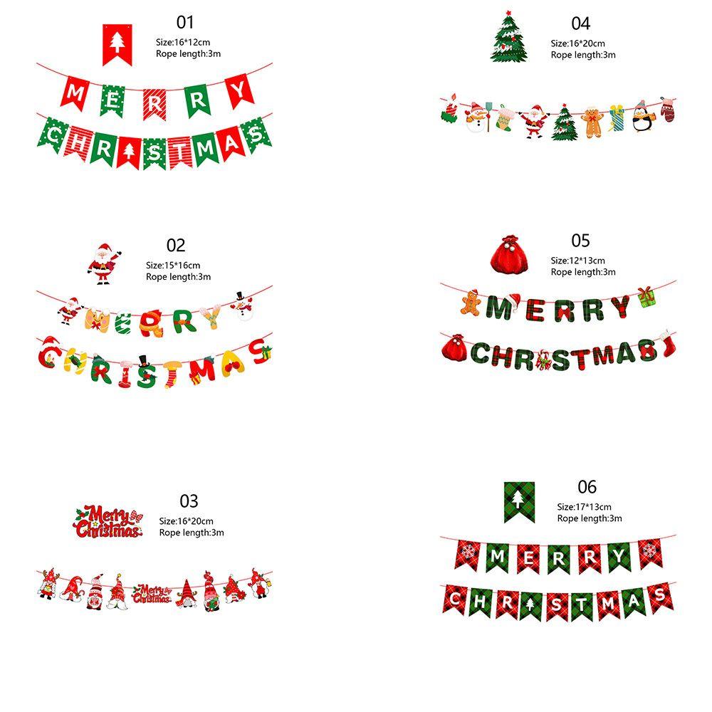 Home Decorations Garland Deer Xmas Tree Snowman Paper Hanging Flags Santa Claus Christmas Banners