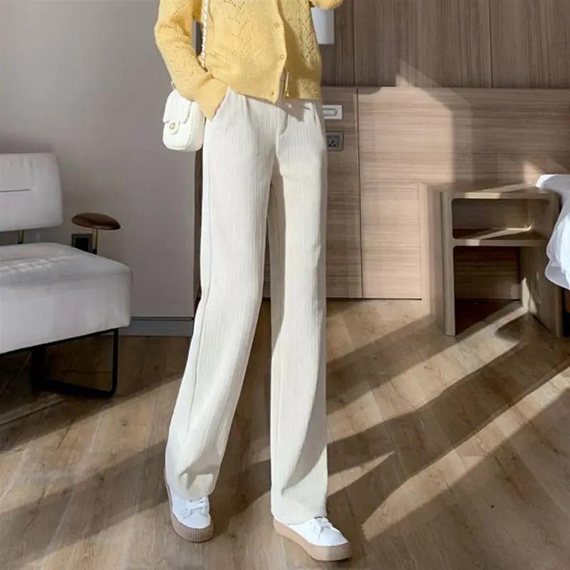 Spring Autumn Drooping Chenille High Waist Straight Pants Velvet Thickened Corduroy Wide-leg Women s Winter Casual S