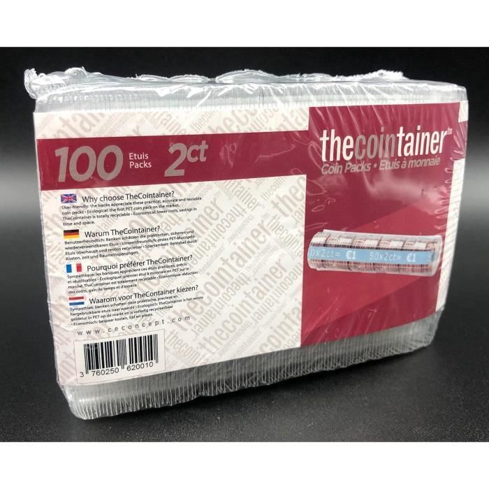 Pack 100 Etui à monnaie THE CONTAINER, pour 50 x 0,02 EUR