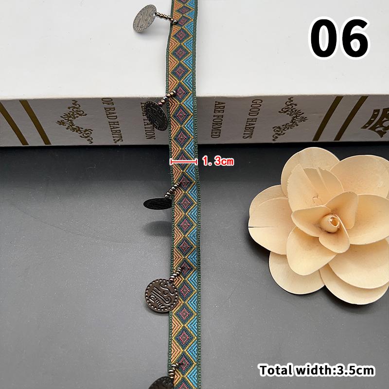 Woven Jacquard Ribbon Lace Tassel Fringe Geometric Figure Pattern for Clothing Straps Accessory Cloth Supplies Diy Sewing 1Yard