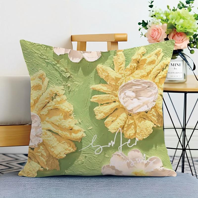 Ins Style Oil Painting Print Decorative Pillowcase Bedroom Living Room Square Cushion Pillowcase