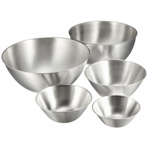 Yanagi Sori 5-Piece Stainless Steel Bowl Set, Full Size (13, 16, 19, 23, 27cm) Dishwasher Safe, 18-8 Stainless Steel Bowls, Tsubame-Sanjo, Stainless S