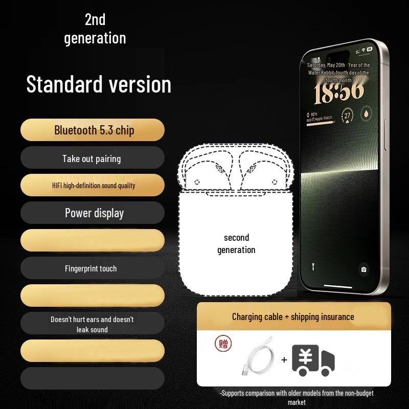 "Pro4 Fifth Gen True Wireless Bluetooth Headset: 24-Year Edition with Noise Reduction, Comfortable Fit, Long Battery Life, and High Power"