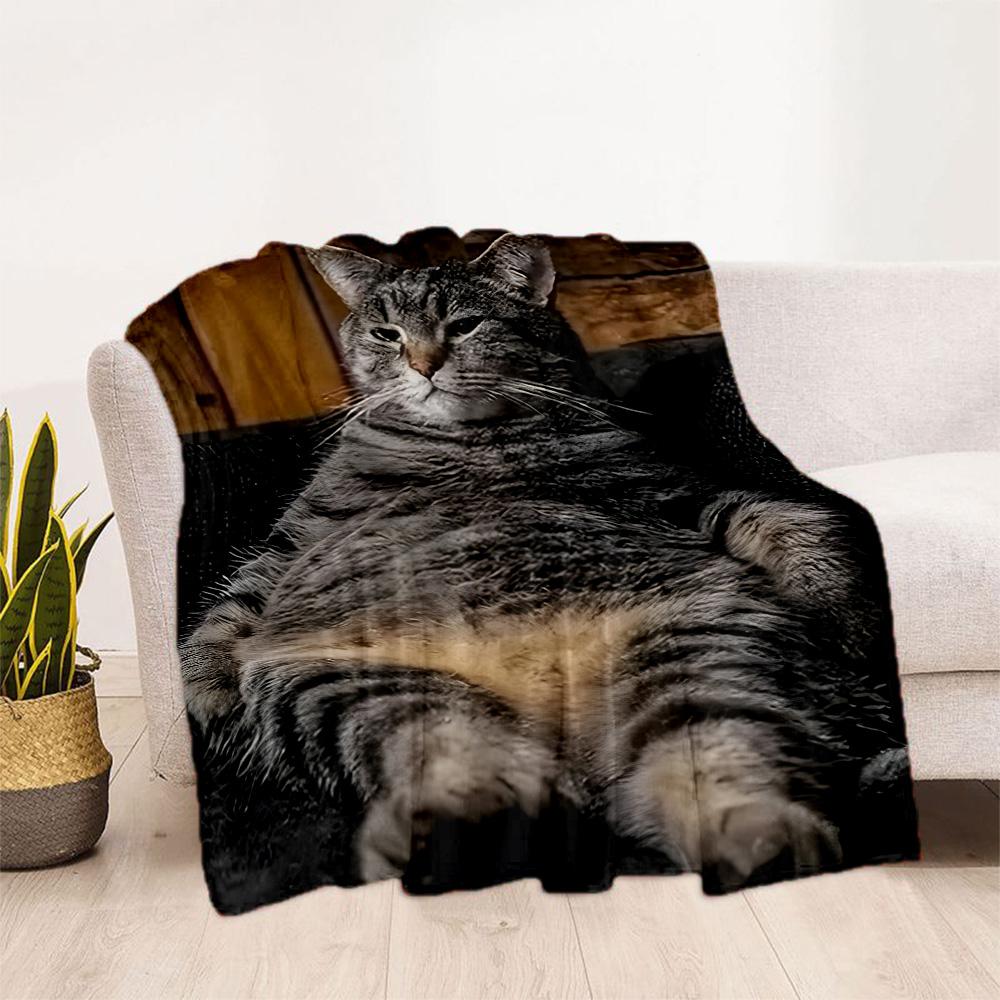 Whimsical Cat Artwork Flannel Blanket,Lightweight,Office Blanket,Sofa Blanket,Comfortable Blanket