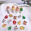 30-50Pcs 3D Christmas Snowman Nail Charms Cartoon Resin Flatback Decorations With Tree Elk Stars Xmas Nail Art Supplies