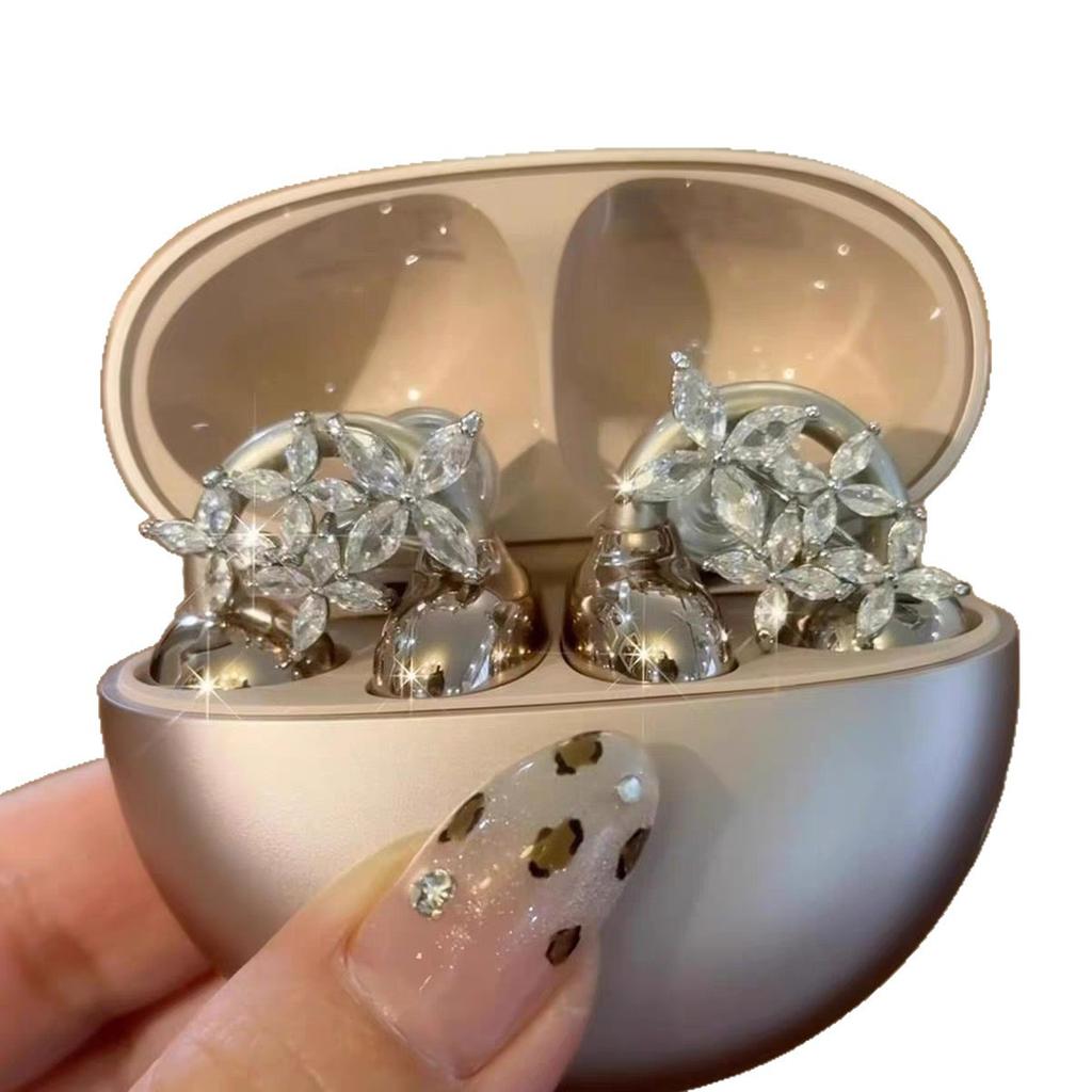 Freeclip Earphones Drill Buckle Ear Clip Earphones Decoration Flower Accessories Stud Earrings Women'S Light Luxury Premium Ear Accessories