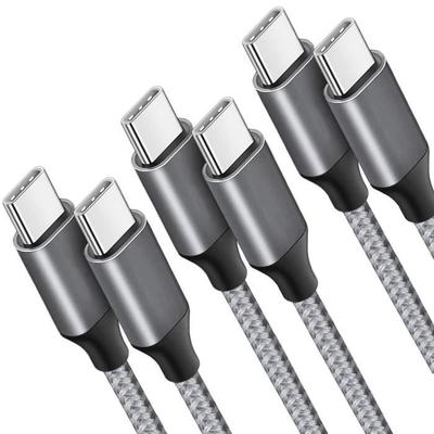 3 USB-C To USB-C Fast Charging Cable 3A for Samsung S26 S25 S24 S23 Ultra S23+ S22+ S22 Plus S21 FE - Braided Nylon 1M Gray