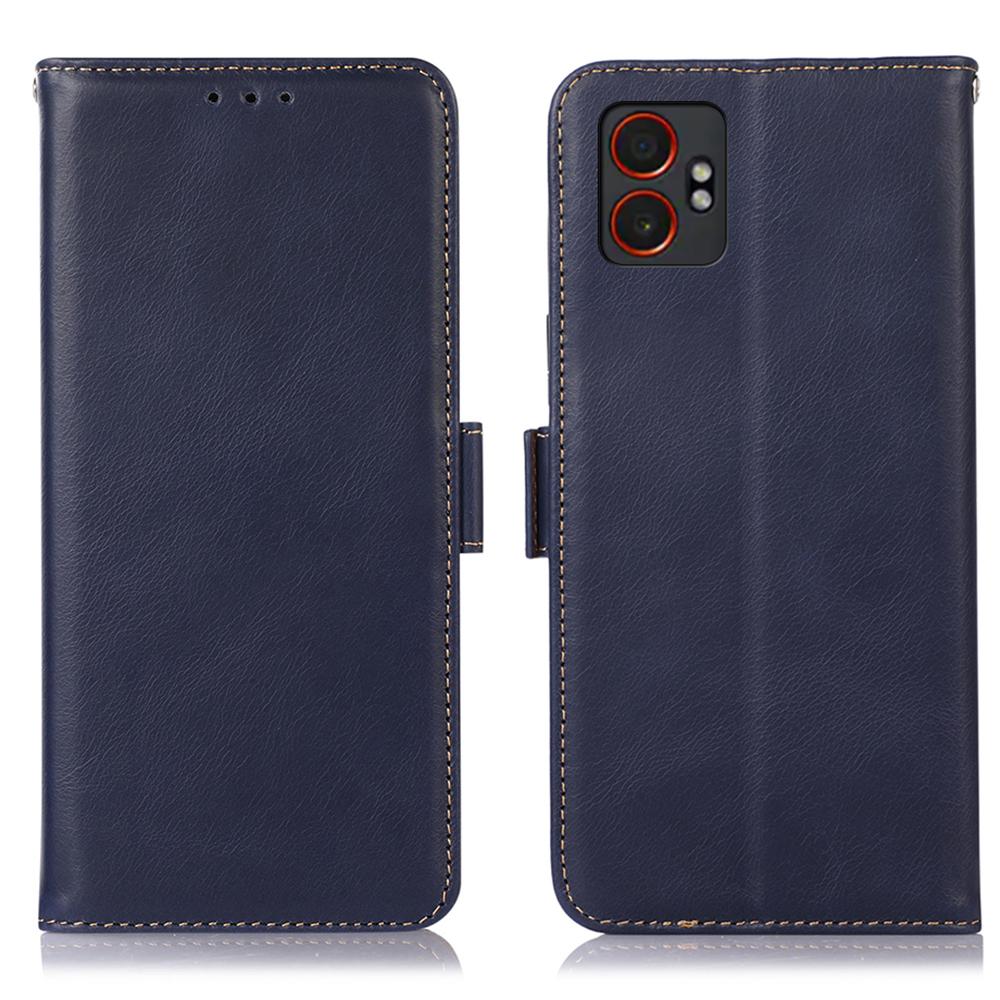 For Samsung Galaxy XCover7 Pro Case RFID Blocking Genuine Cow Leather Wallet Phone Cover