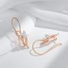 Luxury Glossy Metal Flower Long Drop Earrings For Women  Rose Gold  Color Mix Daily Fine Vintage Jewelry