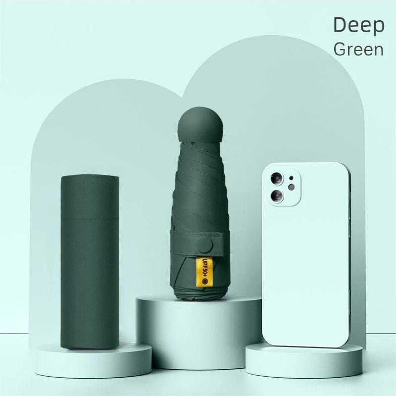 UPF50+ Mini Capsule Folding Umbrella Vinyl Portable Sun Rain Umbrella UV Sunshade Small Pocket Parasol for Dual Use Protection