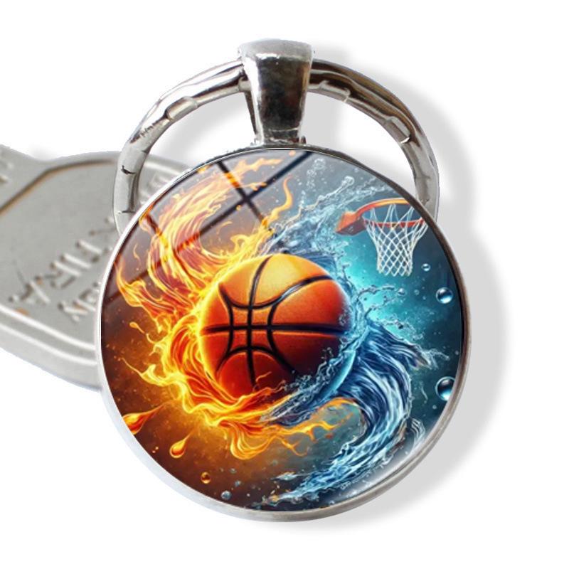 Basketball Layup Lover Keychain - Glass-Embossed Sports Gift