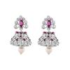 Rhodinierte CZ-Ohrringe für Damen von Estele mit funkelnden Jhumki, Perlen und rosa Kristallen