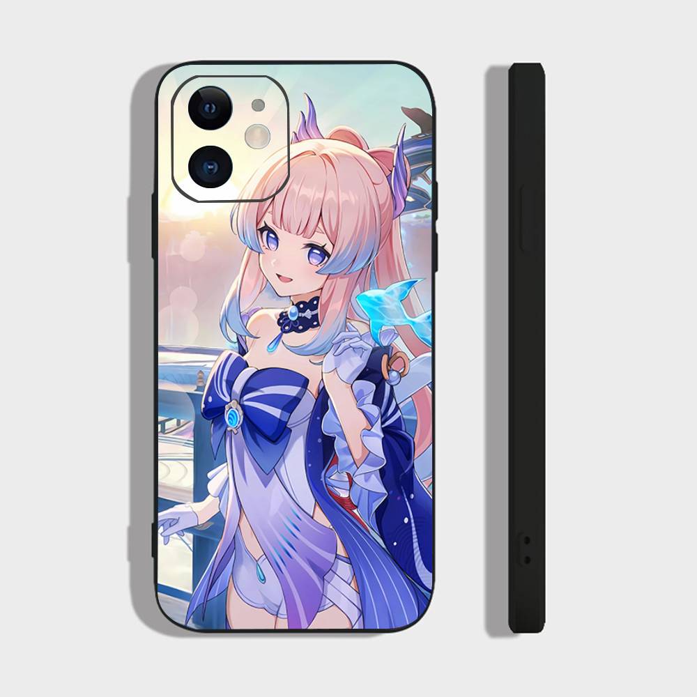 Sangonomiya Kokomi Genshin I-Impact Anime Phone Case For IPhone 17 Air 16 15 14 13 Pro Max 11 12 Black Silicone Cover