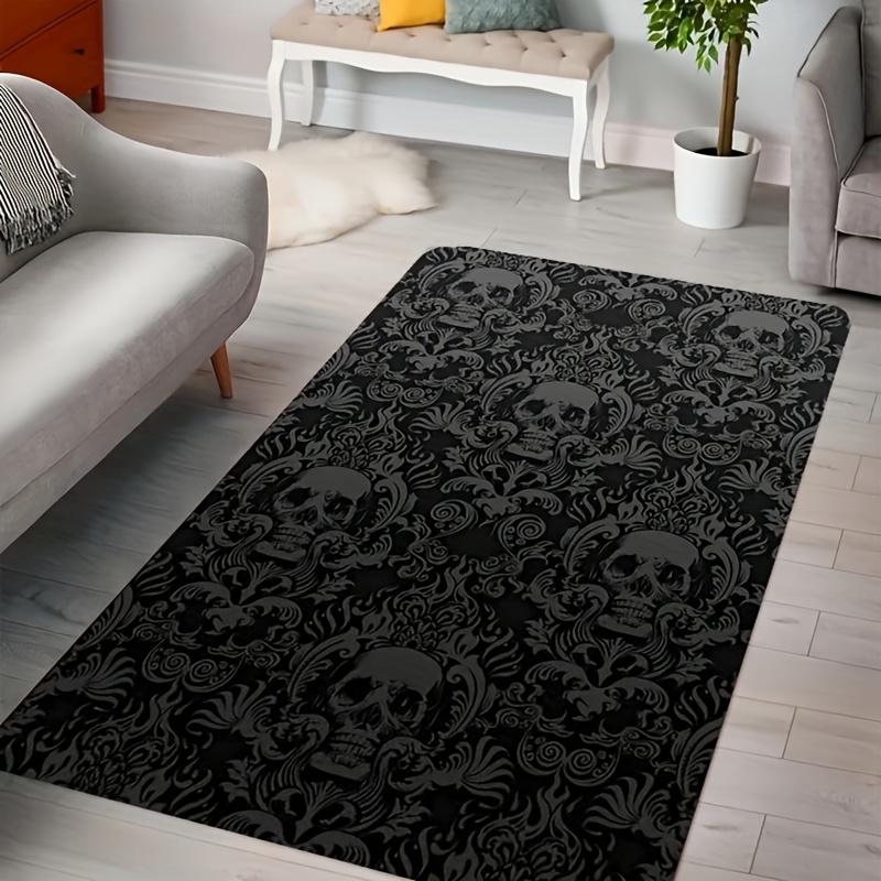 1pc Gothic Skull Rug - Ultra Soft Non-Slip Floor Mat for Living Room Bedroom Playroom, Anti-Fatigue Home Decor