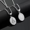 Virgin Mary Pendant Necklace for Women Amulet Christian Prayer Stainless Steel Jewelry Gift