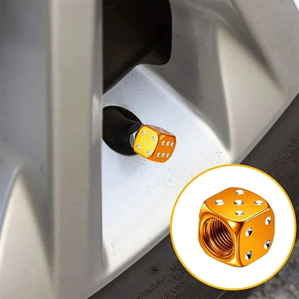 4Pcs/Set Aluminum Car Truck Motocycle Bike Dice Wheel Stem Tyre Tire Wheel Stem Air Valve Dust Cap Cover