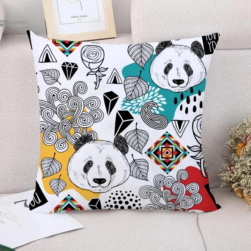 Panda Pattern Decorative Pillowcase Living Room Office Home Pillowcase Car Ornaments
