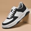 Platform Couple Board Shoes First Layer Cowhide Trend Casual Board Shoes Men's Genuine Leather Black and White White Shoes Boys Versatile