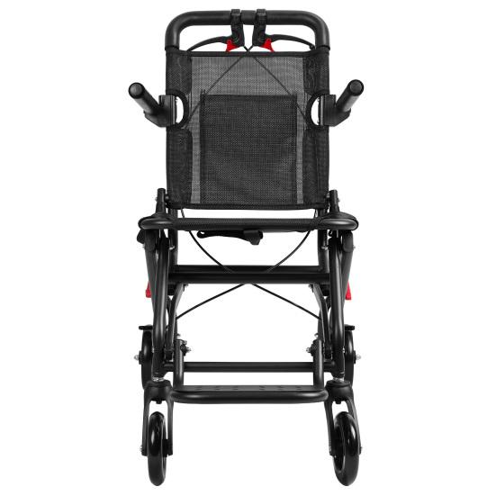 Aluminum Alloy Foldable Wheelchair with Flip-up Armrest, Portable Transport Chair, 286lbs Capacity